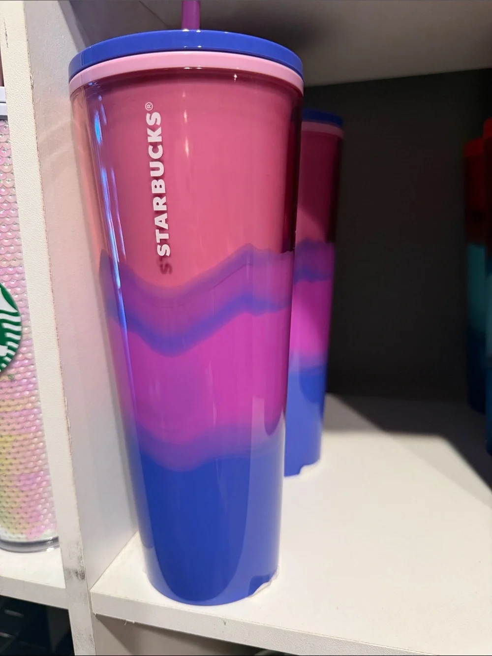 Starbucks Pink and Blue Ombre Wave Tumbler